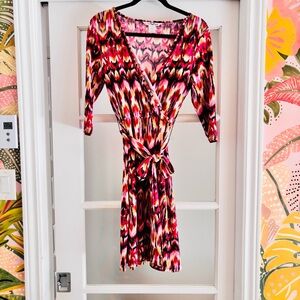 Vibrant Long Sleeve Wrap Dress